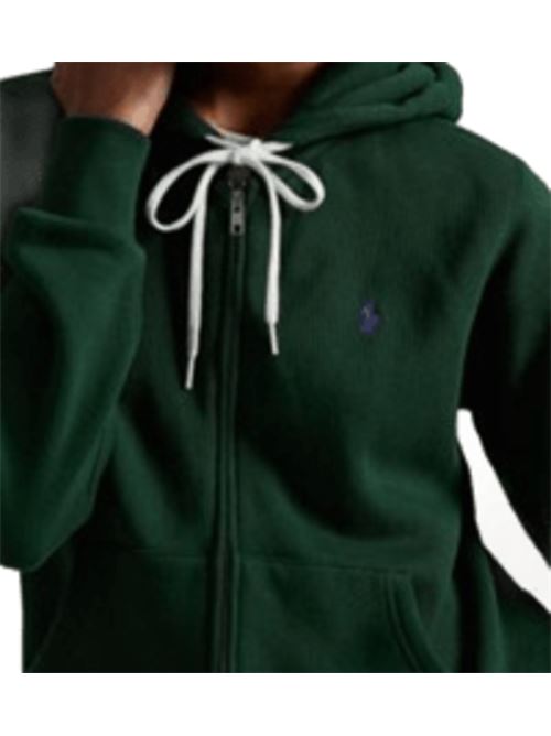 Felpa da donna in misto cotone con zip e cappuccio, colore verde pino POLO RALPH LAUREN | 211971699006